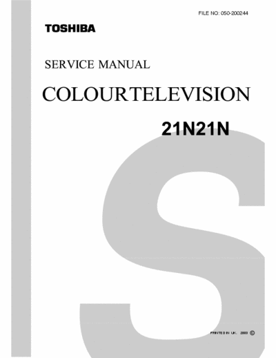 TOSHIBA 21N21N Service Manual for TV Toshiba model 21N21N